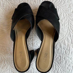 Prune Argentina suede black clogs platform shoes size 8